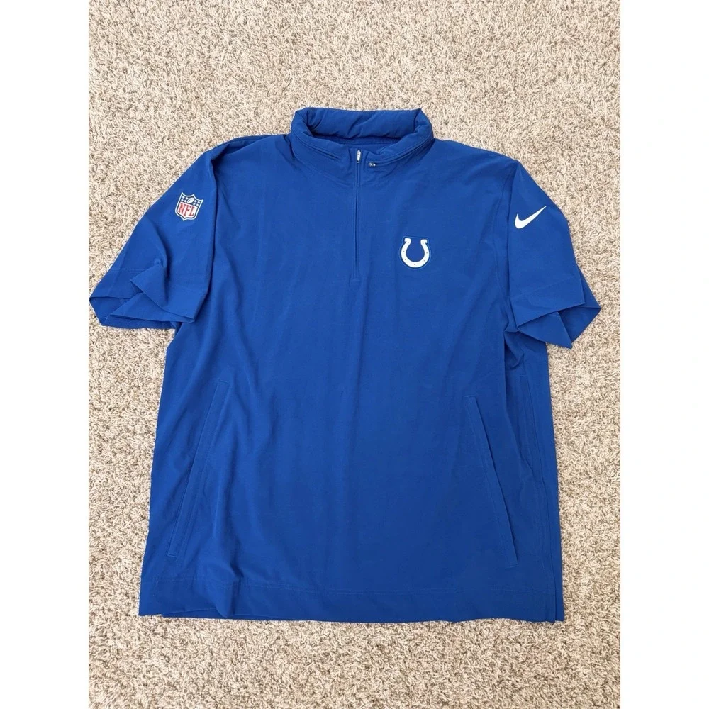 Nike Indianapolis Colts Team Issued On-Field Short Sleeve Warm‎ Up Hoodie 2XL